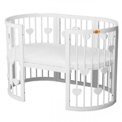 Кроватка Ingvart SMART BED ROUND с сердечками белый (1349003)