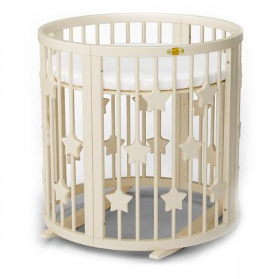 Кроватка Ingvart SMART BED ROUND со звездочками молочный (1359001)