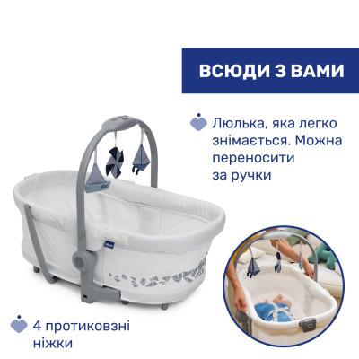 Ліжечко Chicco Колиска для новонародженого 5 в 1 Baby Hug Pro, білий (87076.14)