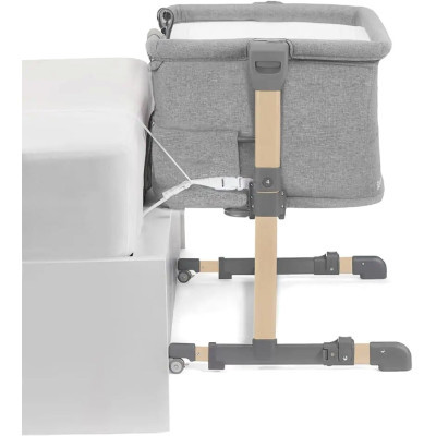 Ліжечко Kinderkraft Приставне ліжечко-люлька Neste Grow Light Grey Grey Full Wood (5902533923021)
