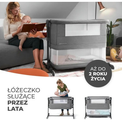 Ліжечко Kinderkraft Приставне ліжечко-люлька Neste Grow Light Grey Grey Full Wood (5902533923021)