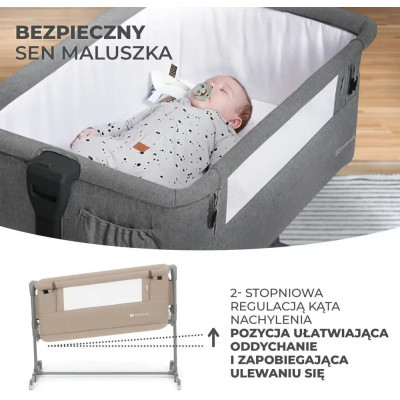 Ліжечко Kinderkraft Приставне ліжечко-люлька Neste Grow Light Grey Grey Full Wood (5902533923021)