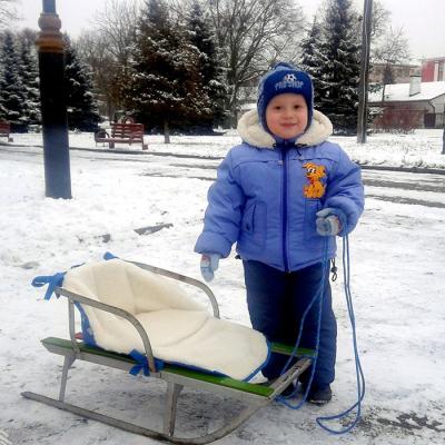 Матрасик в санки Baby Breeze Открытый из овечьей шерсти Blue (19029)