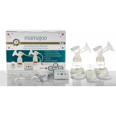 Молокоотсос Mamajoo Двойной электронный с бутылками серии Gold 150 мл + 250 мл (8697767122858)