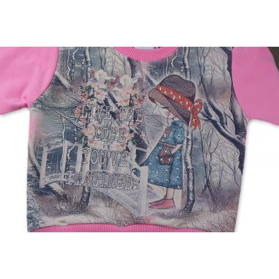 Набор детской одежды Breeze с девочкой и штанишками в цветочек (8075-98/G-pink)