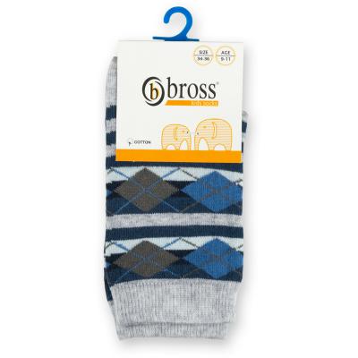 Носки Bross в ромбы серые с синим 9-11 лет (10574-9-11B-gray)