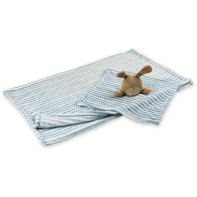 Одеяло Luvena Fortuna флисовое с игрушкой-салфеткой, голубое (G8758)