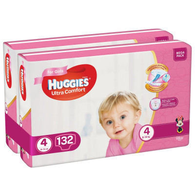 Підгузки Huggies Ultra Comfort 4 Mega для дівчаток 132 шт (5029054218105)