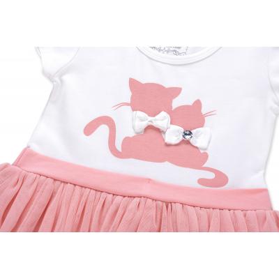 Платье Breeze с котиками и фатиновой юбкой (8876-86G-cream-peach)
