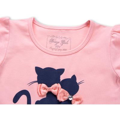 Платье Breeze с котиками и фатиновой юбкой (8876-86G-peach-blue)