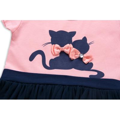 Платье Breeze с котиками и фатиновой юбкой (8876-86G-peach-blue)