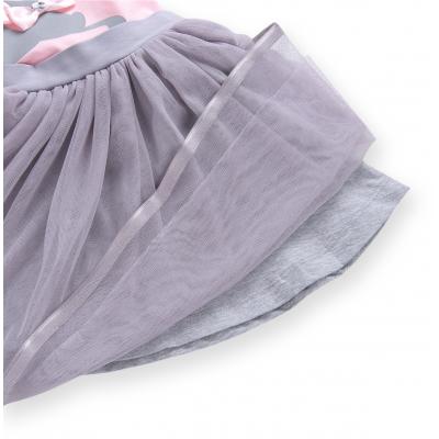 Платье Breeze с котиками и фатиновой юбкой (8876-98G-pink-gray)