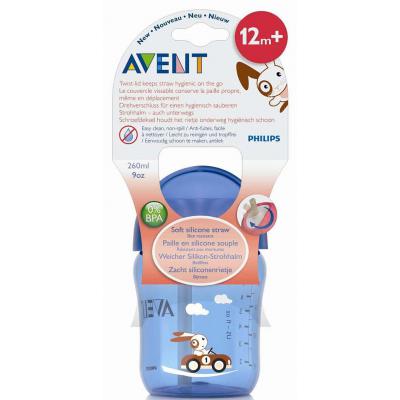 Поильник-непроливайка Philips AVENT с трубочкой 260 мл 12 мес+ (SCF760/00_blue)
