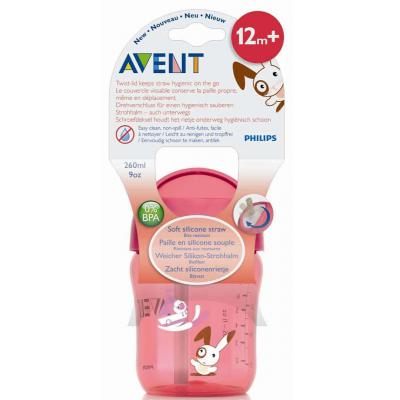 Поильник-непроливайка Philips AVENT с трубочкой 260 мл 12 мес+ (SCF760/00_pink)