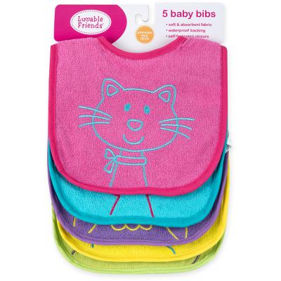 Слюнявчик Luvable Friends 5 шт с рисунками животных котик, разноцветный (2088-pink)