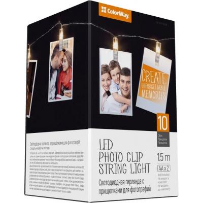 Украшение декоративное 10 LED, 1.5м, гирлянда с прищепками ColorWay (CW-LCP-10L15B)
