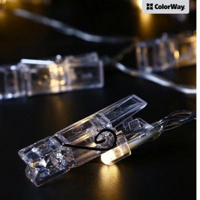 Украшение декоративное 10 LED, 1.5м, гирлянда с прищепками ColorWay (CW-LCP-10L15B)