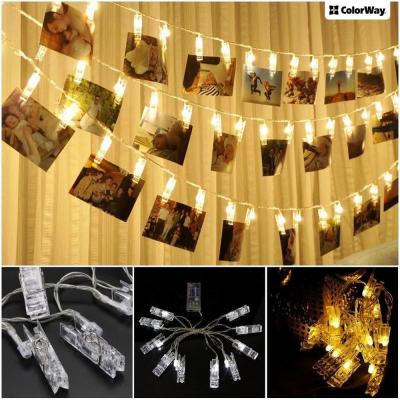 Украшение декоративное 20 LED, 3м, гирлянда с прищепками ColorWay (CW-LCP-20L30B)
