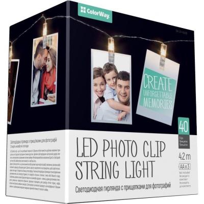 Украшение декоративное 40 LED, 4.2м, гирлянда с прищепками ColorWay (CW-LCP-40L42B)