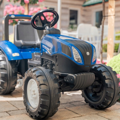 Веломобиль Falk New Holland трактор на педалях с прицепом Синий (3090B)
