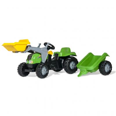 Веломобиль Rolly Toys Трактор с прицепом и ковшом rollyKid-X зелено-желтый (023134)